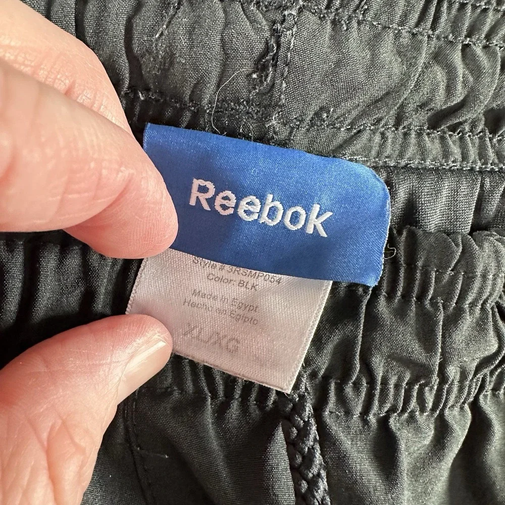 Reebok Windbreaker Track Pants Mens XL Lined Pockets Elastic‎ Zip Ankle